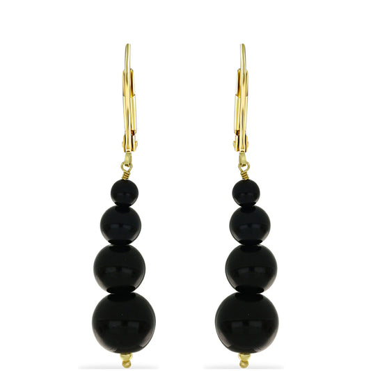 Cercei din Argint 925 Placat cu Aur ( 0.82 grame ) cu Onix Negru 25.03 Carate