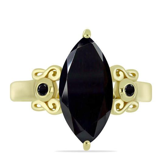 Inel din Argint 925 Placat cu Aur ( 3.37 grame ) cu Onix Negru 3.31 Carate