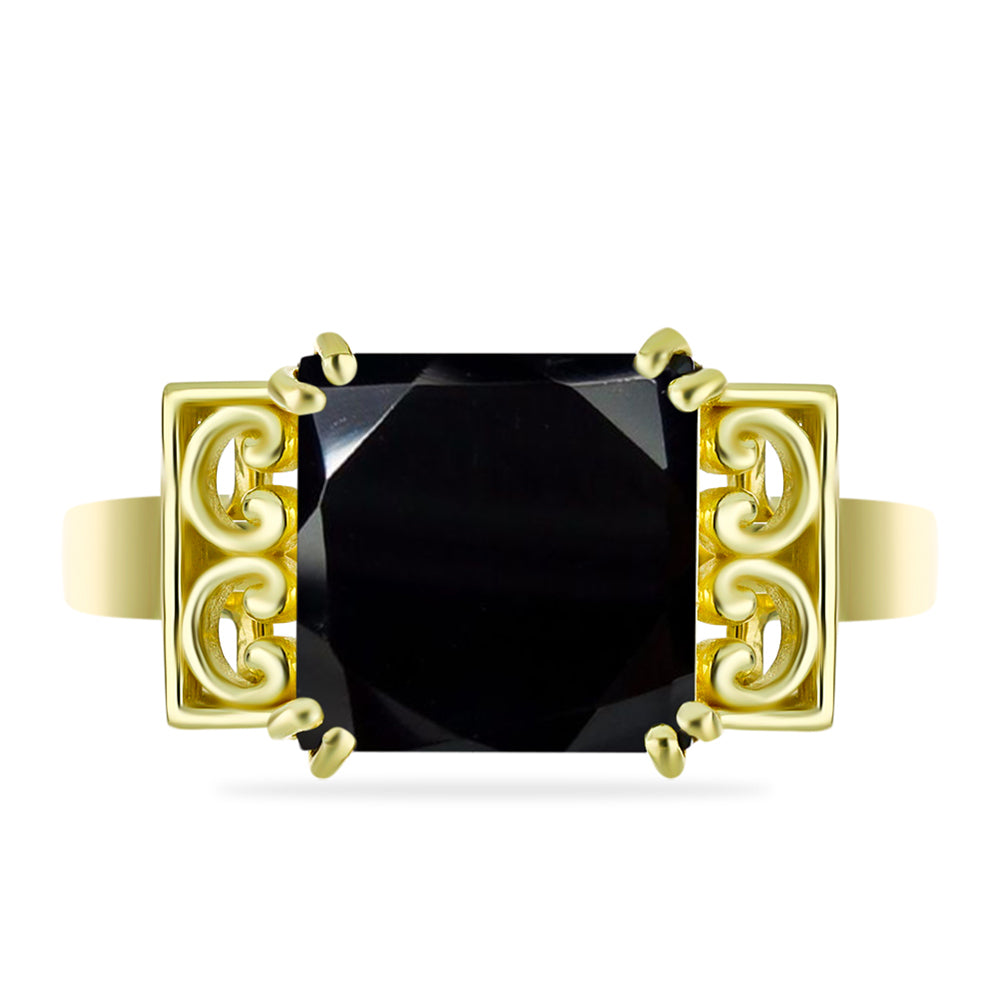 Inel din Argint 925 Placat cu Aur ( 3.8 grame ) cu Onix Negru 5.33 Carate 1 