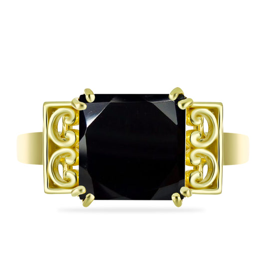 Inel din Argint 925 Placat cu Aur ( 3.8 grame ) cu Onix Negru 5.33 Carate