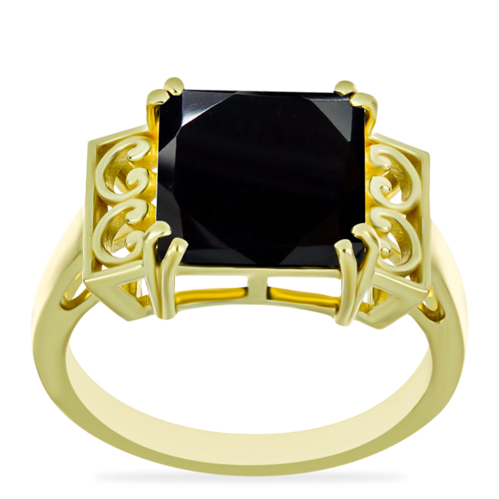 Inel din Argint 925 Placat cu Aur ( 3.8 grame ) cu Onix Negru 5.33 Carate
