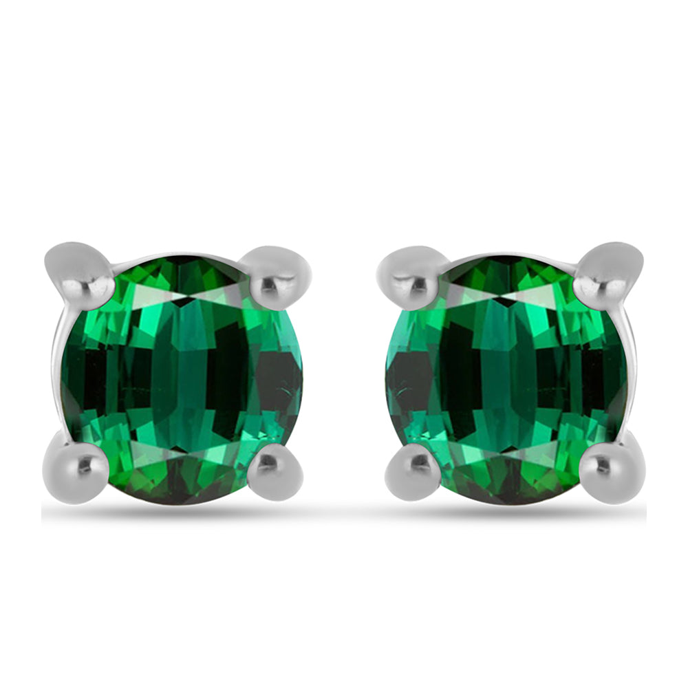 Cercei din Argint 925 ( 0.79 grame ) cu Turmalină Verde 0.54 Carate 1 