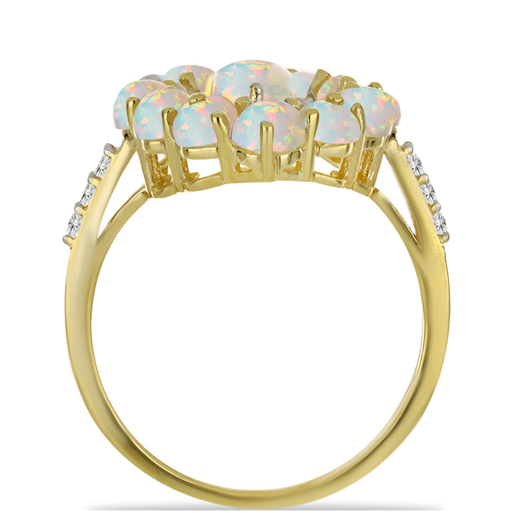 Inel din Argint 925 Placat cu Aur ( 4.03 grame ) cu Opal Welo și Topaz Alb 3.48 Carate 2 