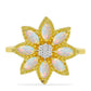 Inel din Argint 925 Placat cu Aur ( 3.9 grame ) cu Opal Welo și Topaz Alb 0.89 Carate