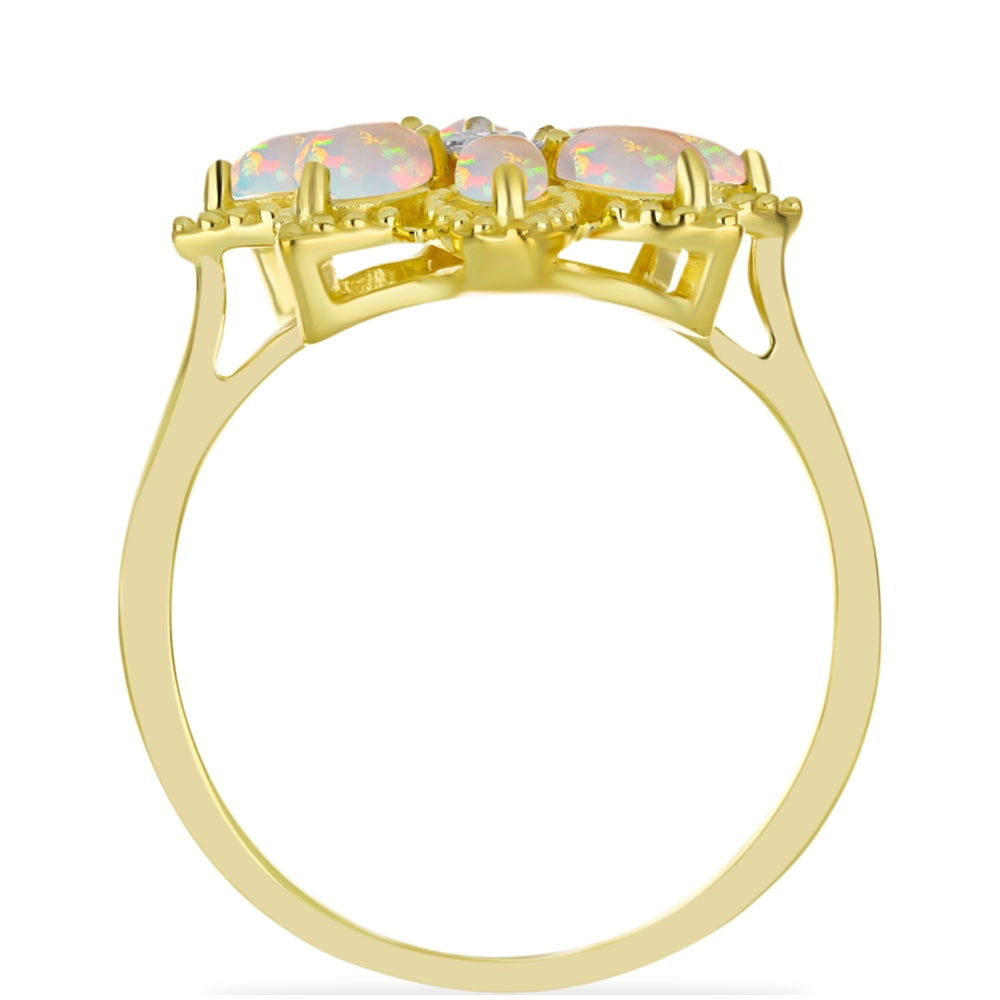 Inel din Argint 925 Placat cu Aur ( 3.9 grame ) cu Opal Welo și Topaz Alb 0.89 Carate 2 
