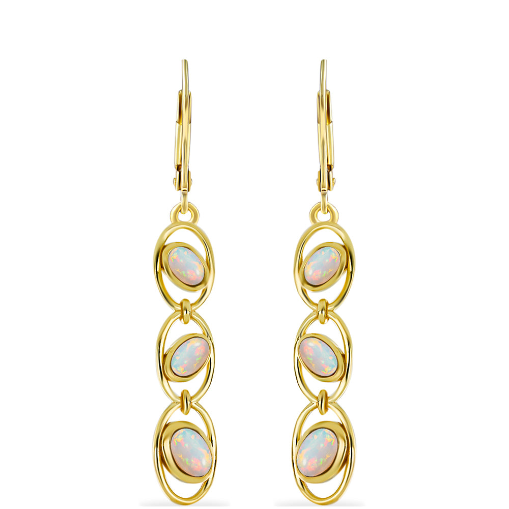 Cercei din Argint 925 Placat cu Aur ( 4.02 grame ) cu Opal Welo 1.37 Carate 1 