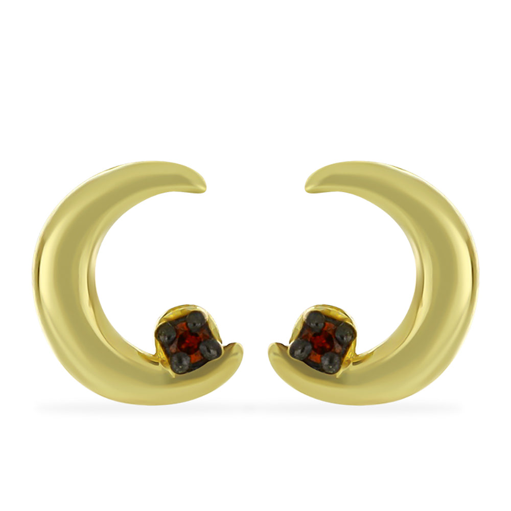 Cercei din Argint 925 Placat cu Aur ( 0.9 grame ) cu Diamant Roșu 0.02 Carate