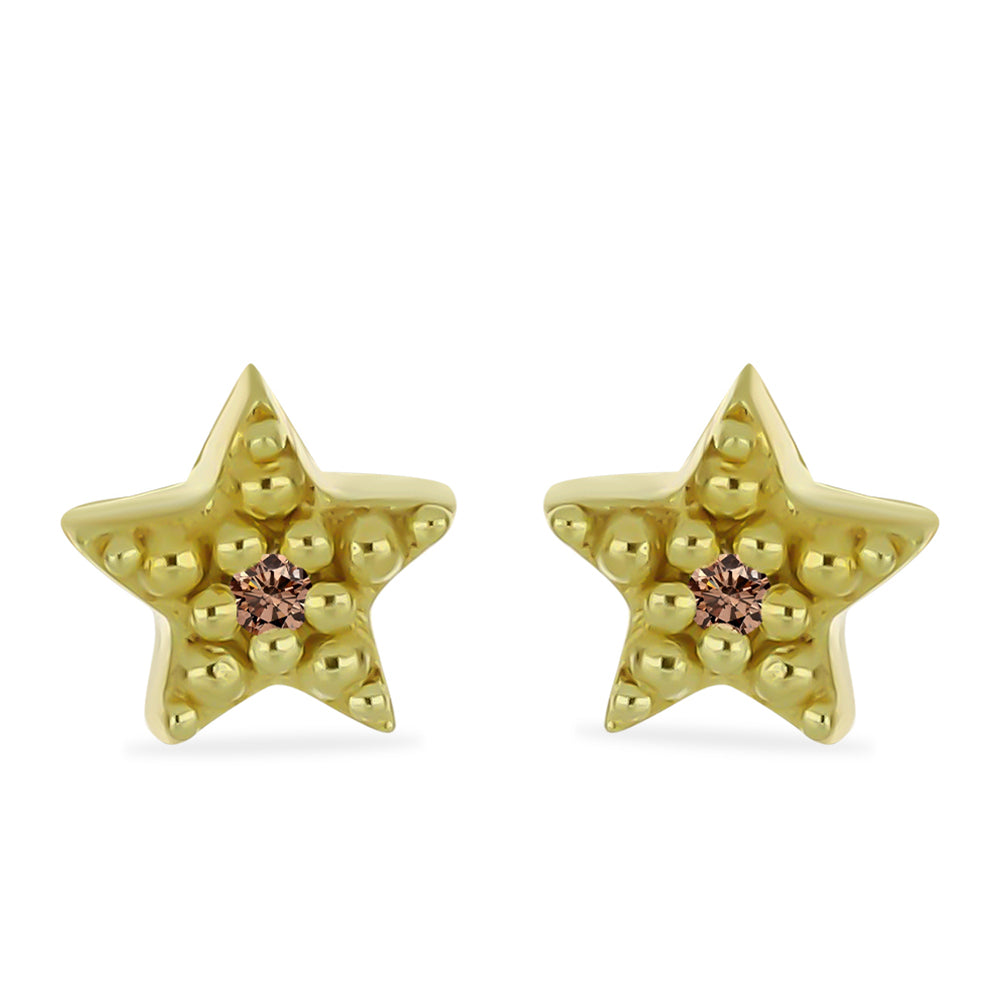 Cercei din Argint 925 Placat cu Aur ( 0.63 grame ) cu Diamant de culoarea Șampaniei 0.01 Carate
