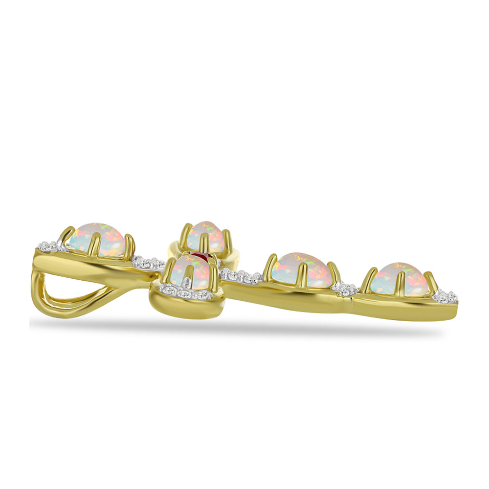Cruce Pandantiv din Argint 925 Placat cu Aur ( 4.26 grame ) cu Opal Welo și Rubin Malagasy 1.33 Carate 2 
