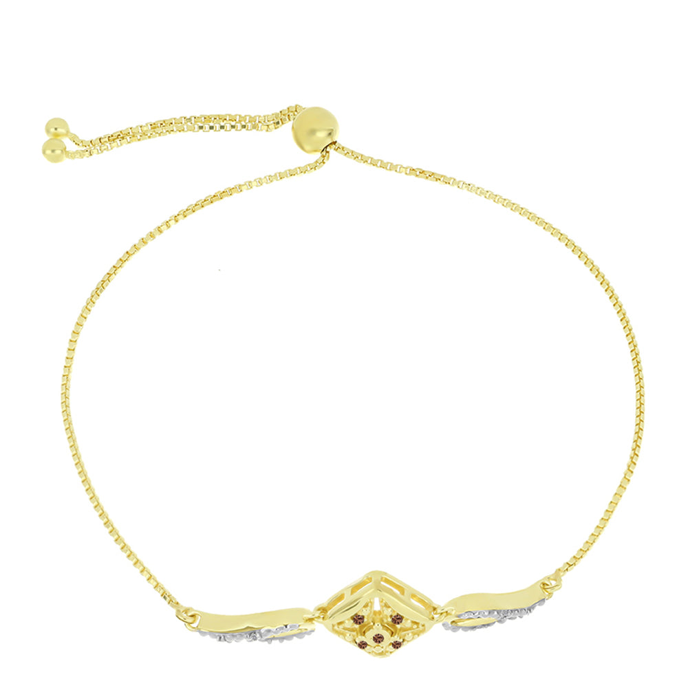 Brățară din Argint 925 Placat cu Aur ( 4.82 grame ) cu Diamant de culoarea Șampaniei și Diamant Alb 0.09 Carate 2 