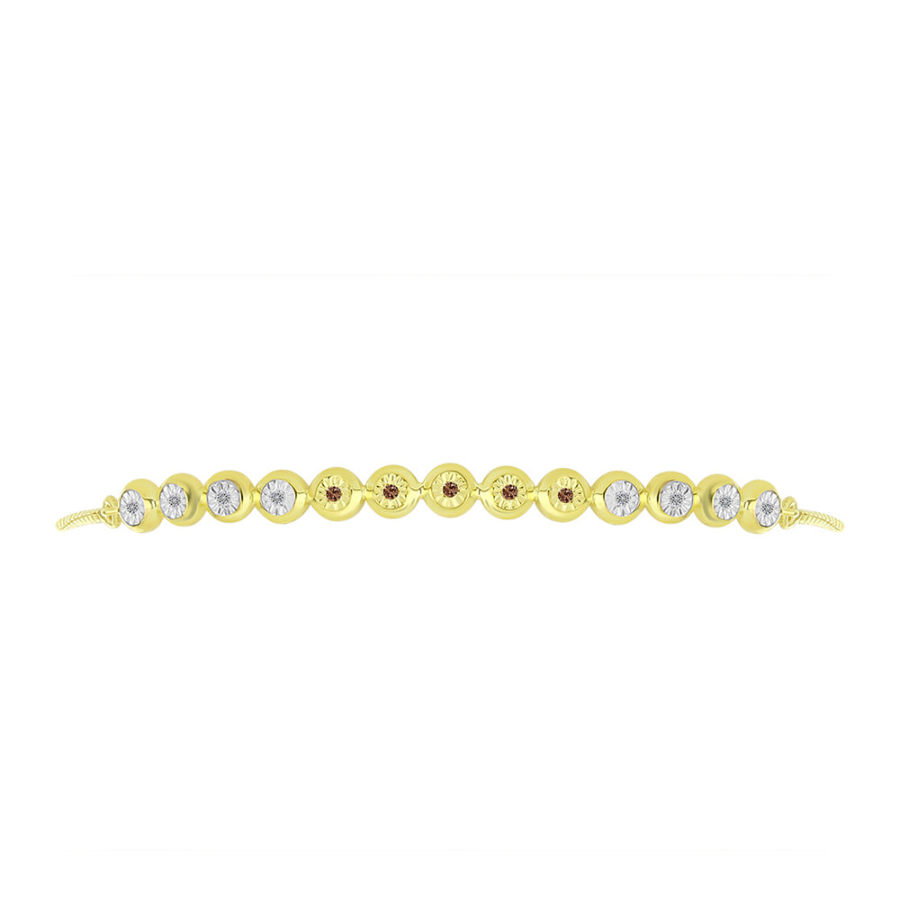 Brățară din Argint 925 Placat cu Aur ( 4.65 grame ) cu Diamant de culoarea Șampaniei și Diamant Alb 0.08 Carate