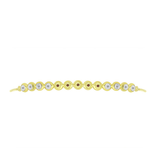 Brățară din Argint 925 Placat cu Aur ( 4.65 grame ) cu Diamant de culoarea Șampaniei și Diamant Alb 0.08 Carate