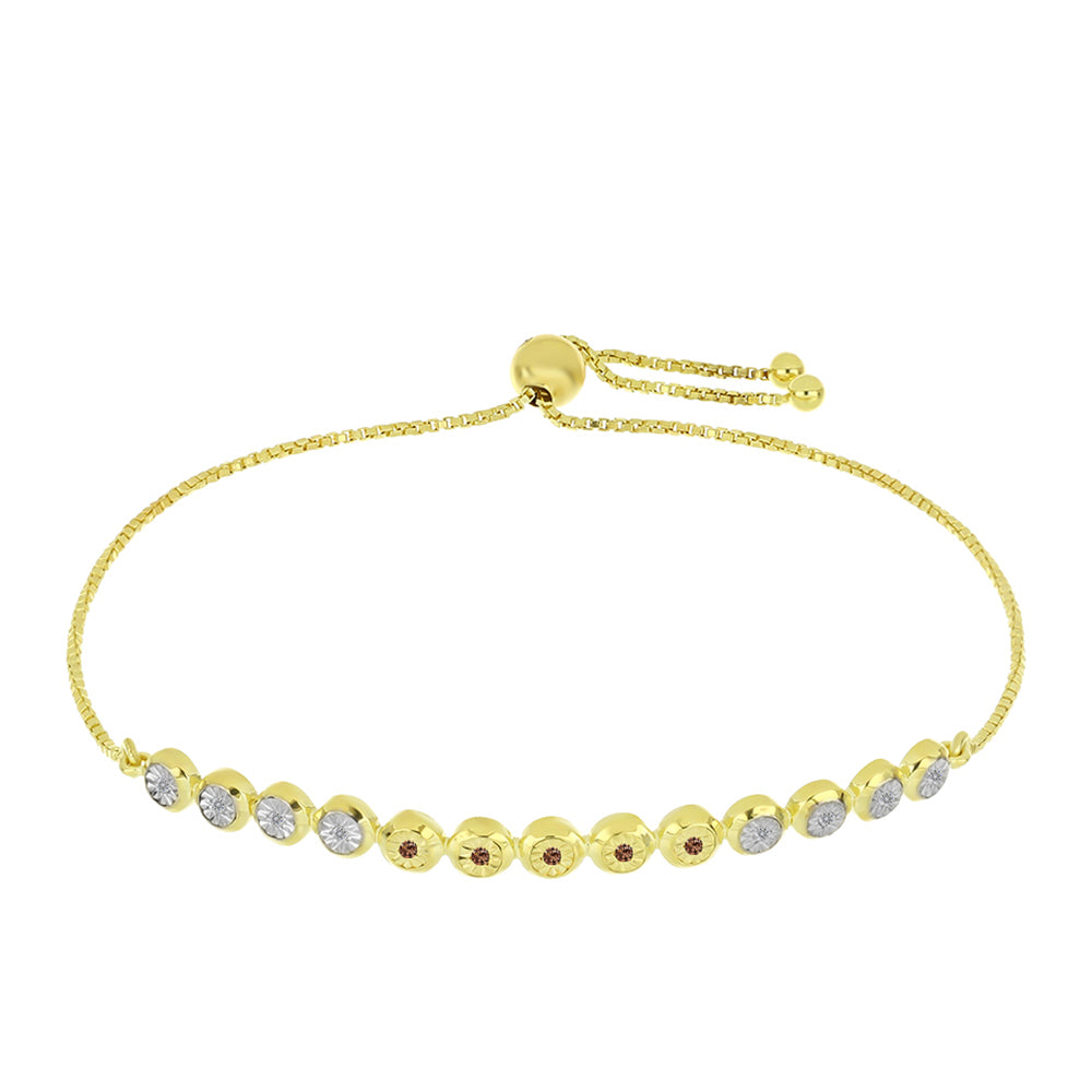 Brățară din Argint 925 Placat cu Aur ( 4.65 grame ) cu Diamant de culoarea Șampaniei și Diamant Alb 0.08 Carate