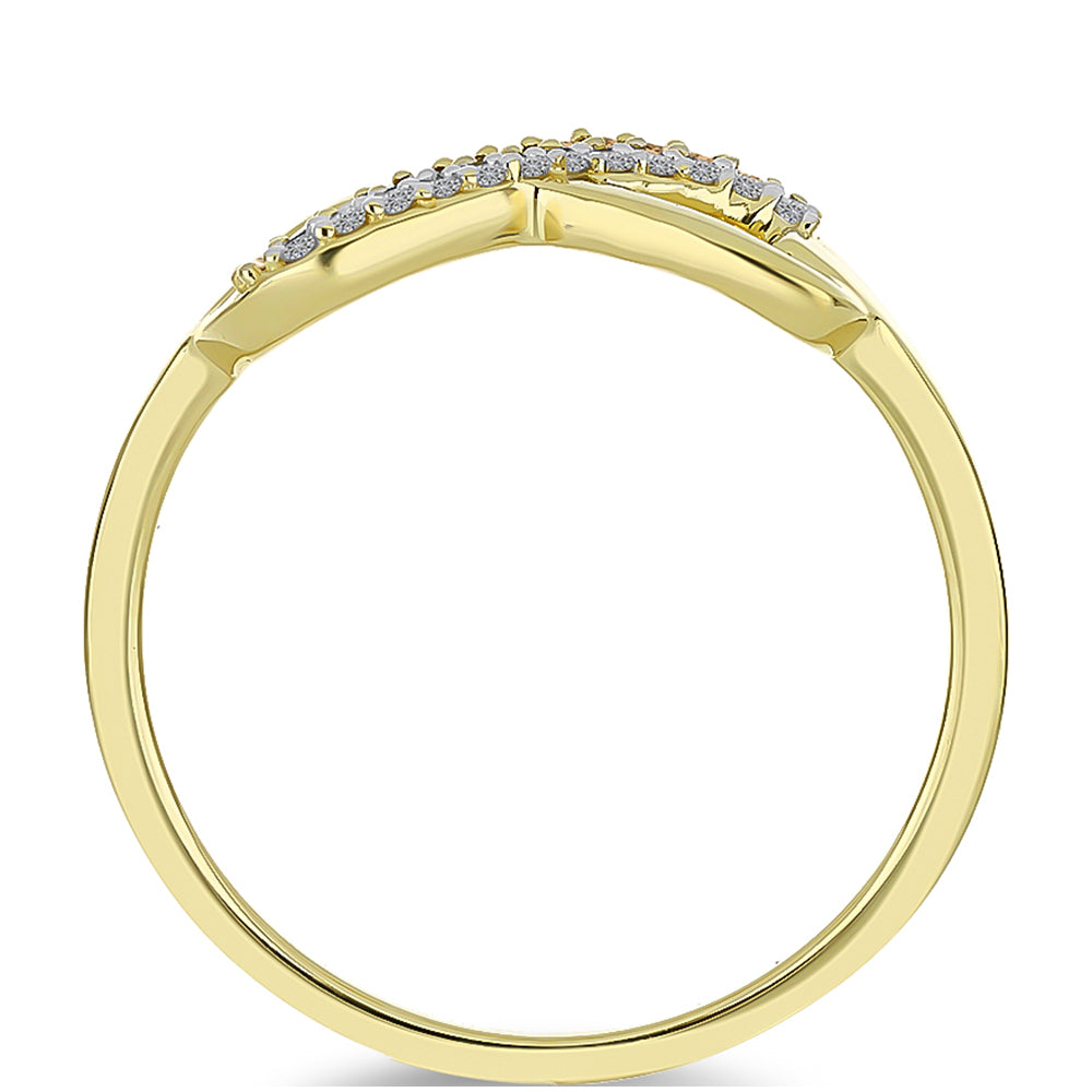 Inel din Argint 925 Placat cu Aur ( 2.56 grame ) cu Diamant de culoarea Șampaniei și Diamant Alb 0.16 Carate 2 