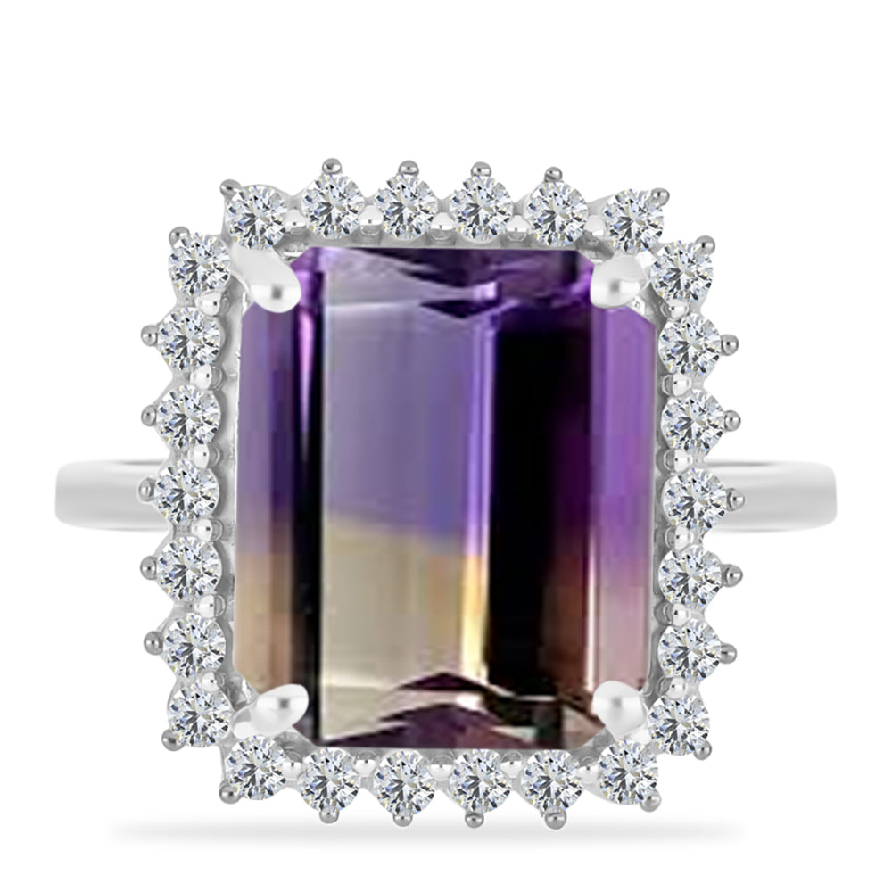 Inel din Argint 925 ( 3.35 grame ) cu Ametrin Anahi și Topaz Alb 6.23 Carate 1 