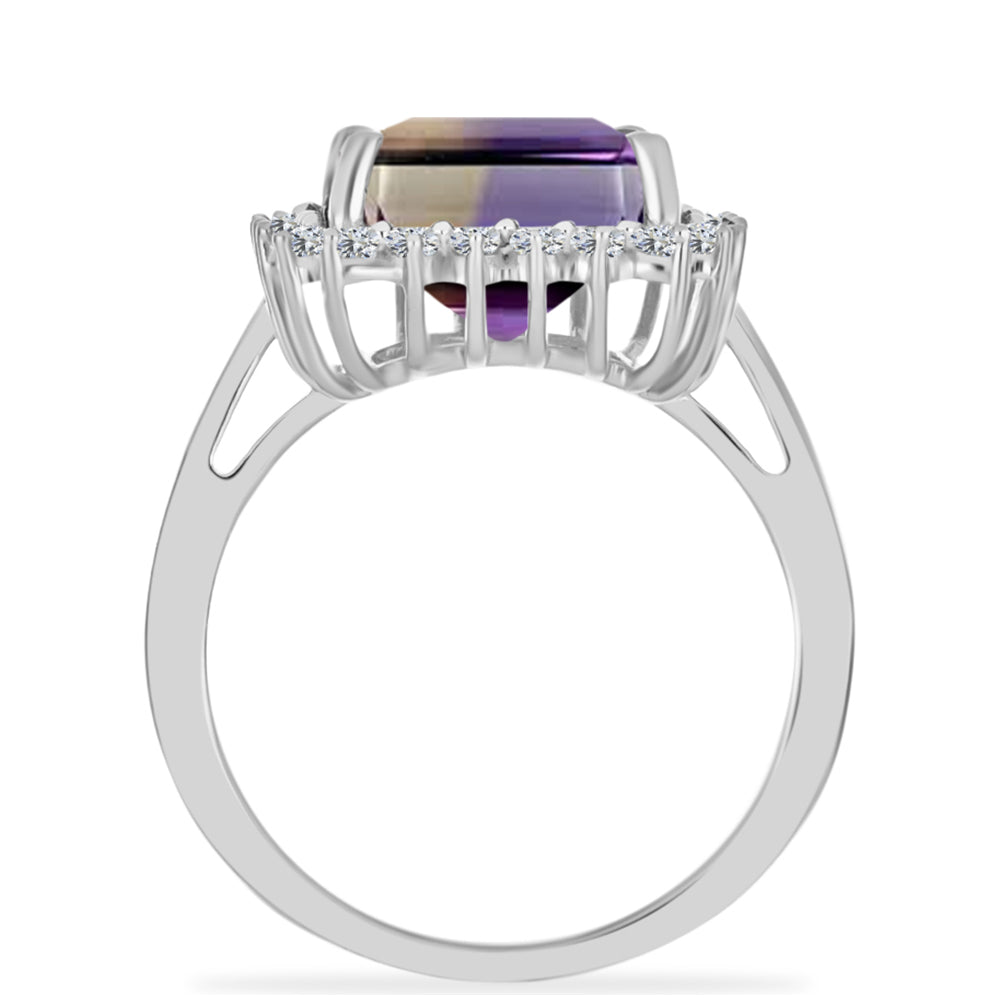 Inel din Argint 925 ( 3.35 grame ) cu Ametrin Anahi și Topaz Alb 6.23 Carate