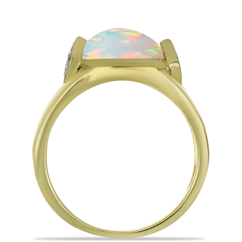 Inel din Argint 925 Placat cu Aur ( 3.32 grame ) cu Opal Welo și Topaz Alb 1.6 Carate 2 