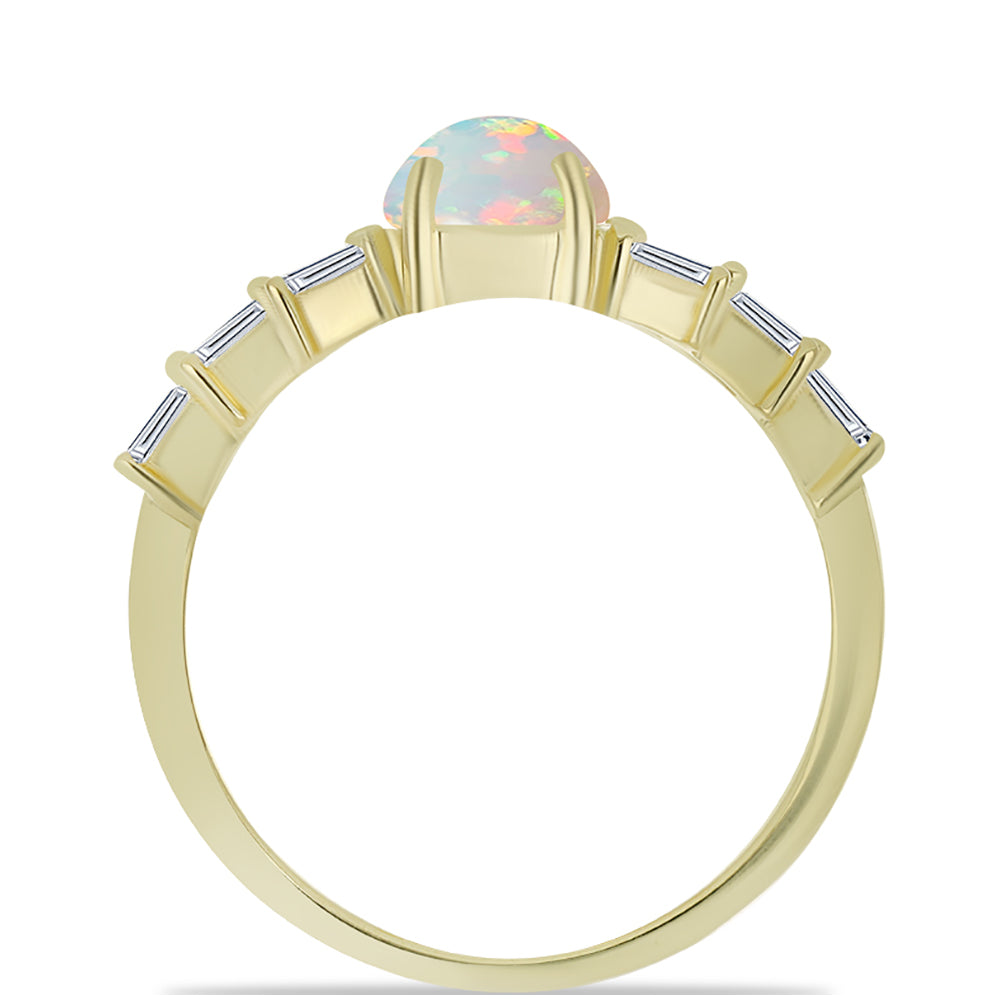 Inel din Argint 925 Placat cu Aur ( 2.54 grame ) cu Opal Welo și Zircon Alb 2.3 Carate