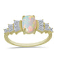 Inel din Argint 925 Placat cu Aur ( 2.54 grame ) cu Opal Welo și Zircon Alb 2.3 Carate