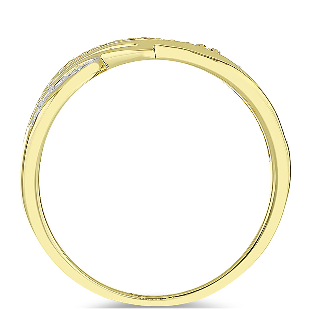 Inel din Argint 925 Placat cu Aur ( 2.77 grame ) cu Diamant de culoarea Șampaniei și Diamant Alb 0.1 Carate 2 