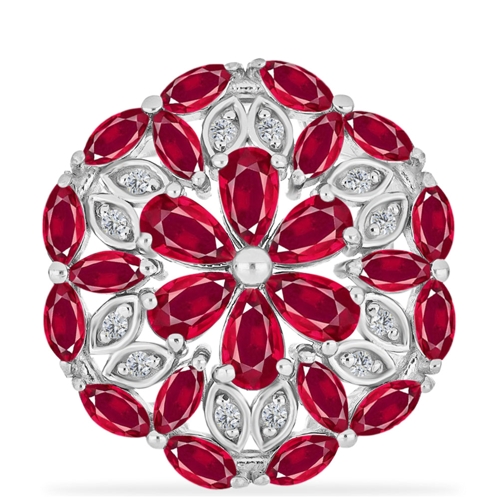 Inel din Argint 925 ( 4.48 grame ) cu Rubin Malagasy și Diamant Alb 3.9 Carate