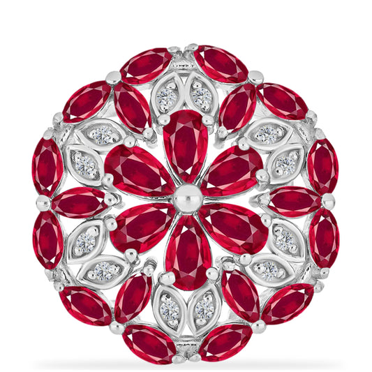 Inel din Argint 925 ( 4.48 grame ) cu Rubin Malagasy și Diamant Alb 3.9 Carate