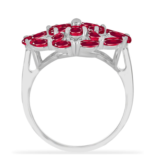 Inel din Argint 925 ( 4.48 grame ) cu Rubin Malagasy și Diamant Alb 3.9 Carate