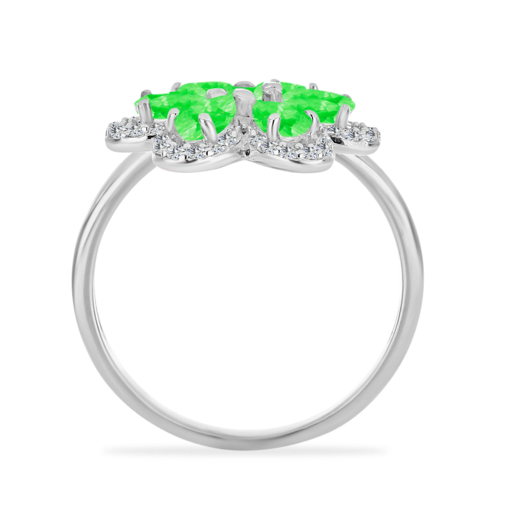Inel din Argint 925 ( 3.38 grame ) cu Opal Hialit și Topaz Alb 1.57 Carate