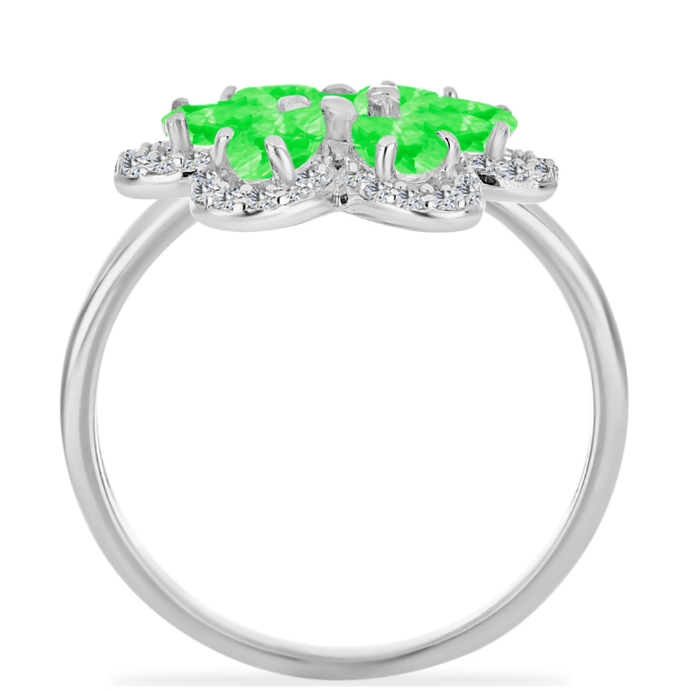 Inel din Argint 925 ( 3.38 grame ) cu Opal Hialit și Topaz Alb 1.57 Carate