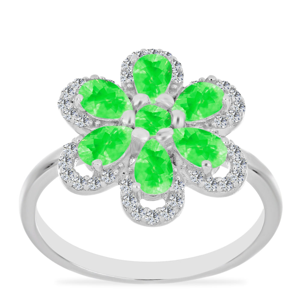 Inel din Argint 925 ( 3.38 grame ) cu Opal Hialit și Topaz Alb 1.57 Carate 3 