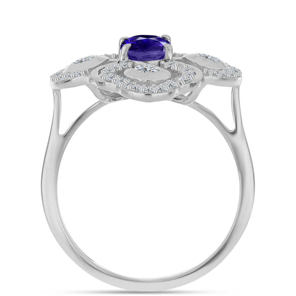 Inel din Argint 925 ( 3.99 grame ) cu Iolit și Topaz Alb 1.45 Carate 2 