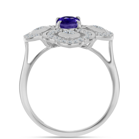 Inel din Argint 925 ( 3.99 grame ) cu Iolit și Topaz Alb 1.45 Carate