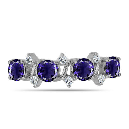 Inel din Argint 925 ( 2.16 grame ) cu Iolit și Topaz Alb 0.96 Carate
