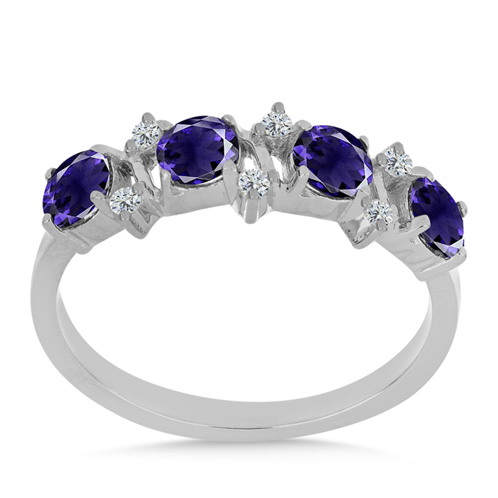 Inel din Argint 925 ( 2.16 grame ) cu Iolit și Topaz Alb 0.96 Carate