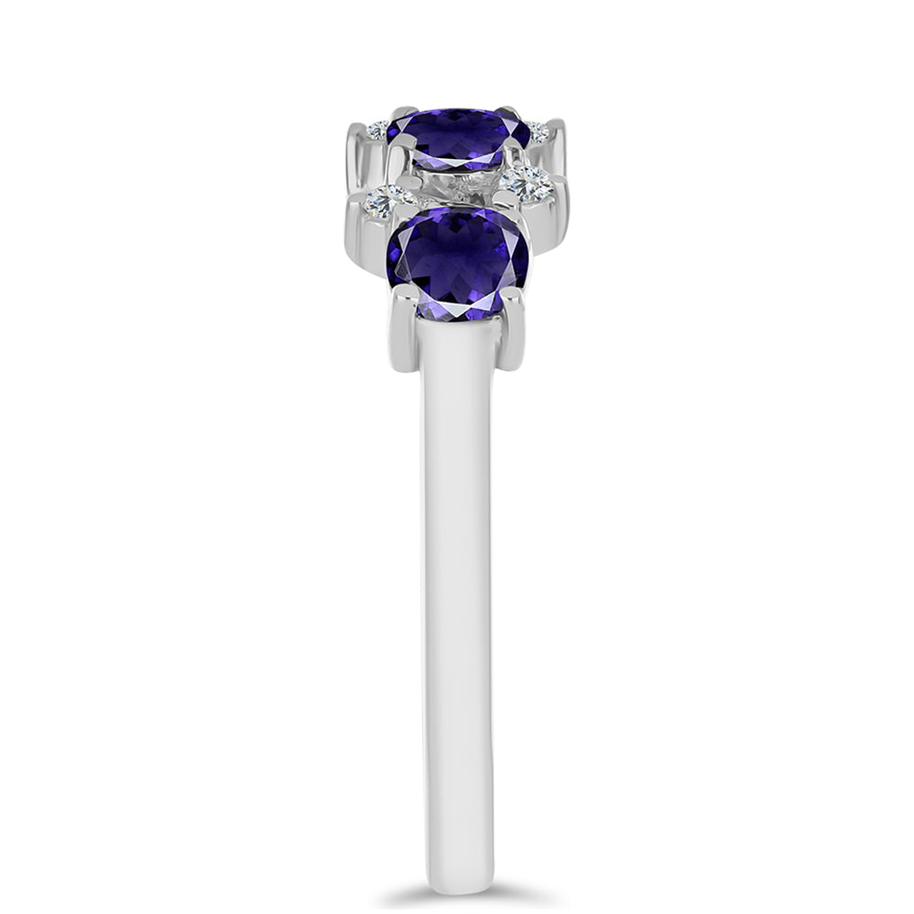 Inel din Argint 925 ( 2.16 grame ) cu Iolit și Topaz Alb 0.96 Carate