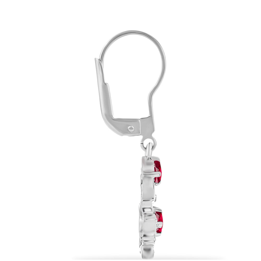 Cercei din Argint 925 ( 2.7 grame ) cu Rubin Malagasy și Diamant Alb 0.82 Carate 2 