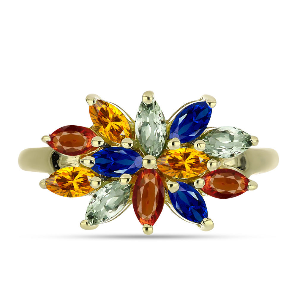 Inel din Argint 925 Placat cu Aur ( 2.43 grame ) cu Safir Rosebery Curcubeu 2.39 Carate 1 