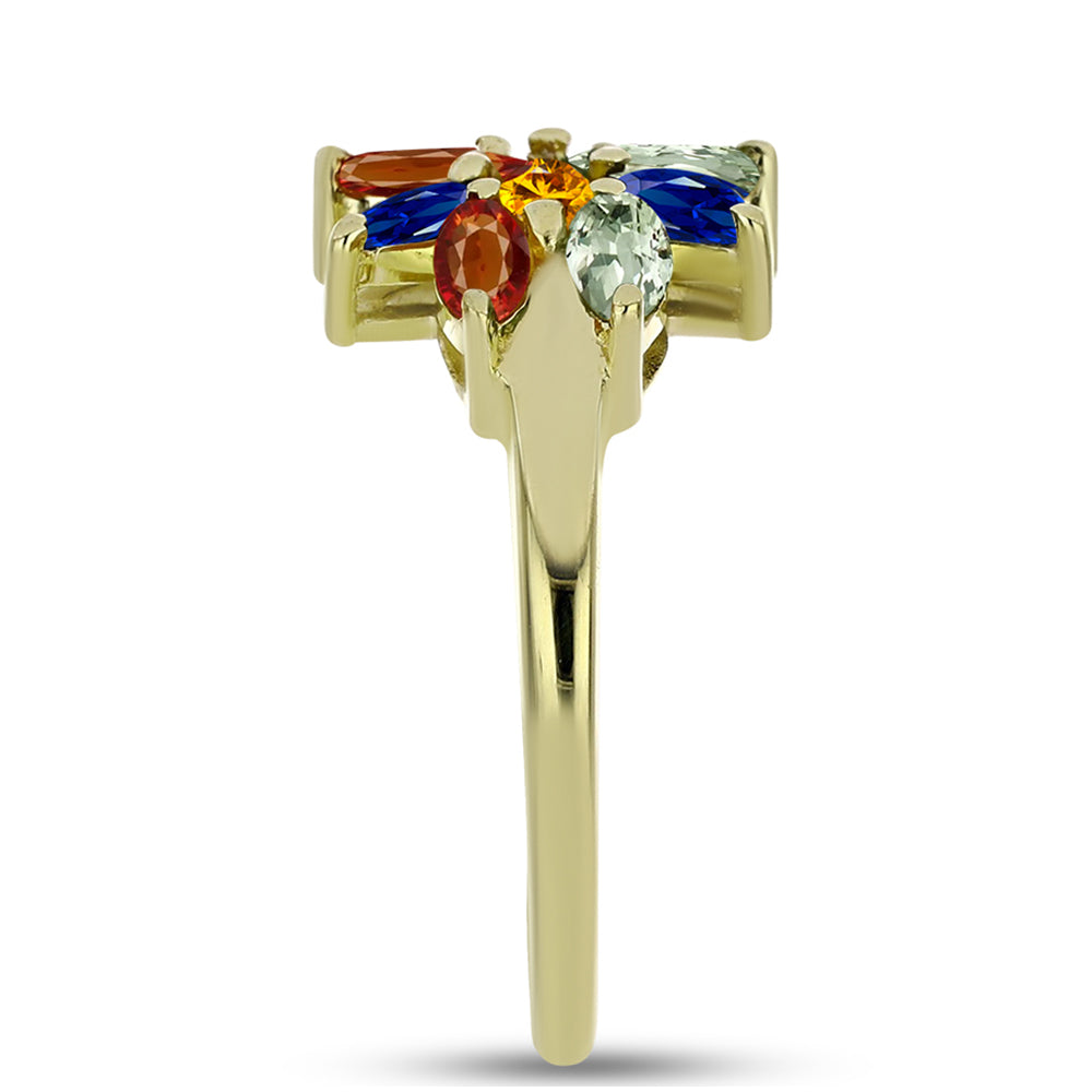 Inel din Argint 925 Placat cu Aur ( 2.43 grame ) cu Safir Rosebery Curcubeu 2.39 Carate