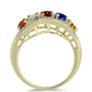 Inel din Argint 925 Placat cu Aur ( 4.14 grame ) cu Safir Rosebery Curcubeu și Topaz Alb 2.07 Carate