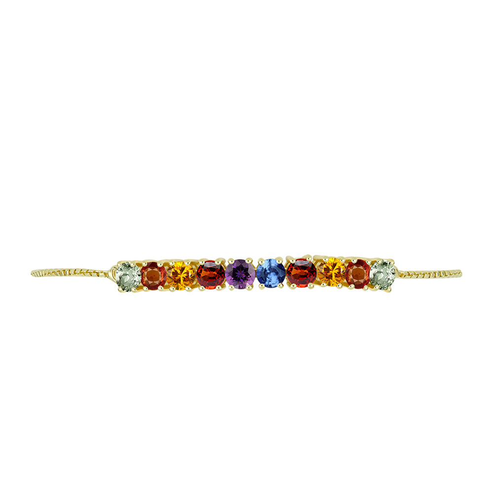 Brățară din Argint 925 Placat cu Aur ( 4.19 grame ) cu Safir Rosebery Curcubeu 3.13 Carate 2 