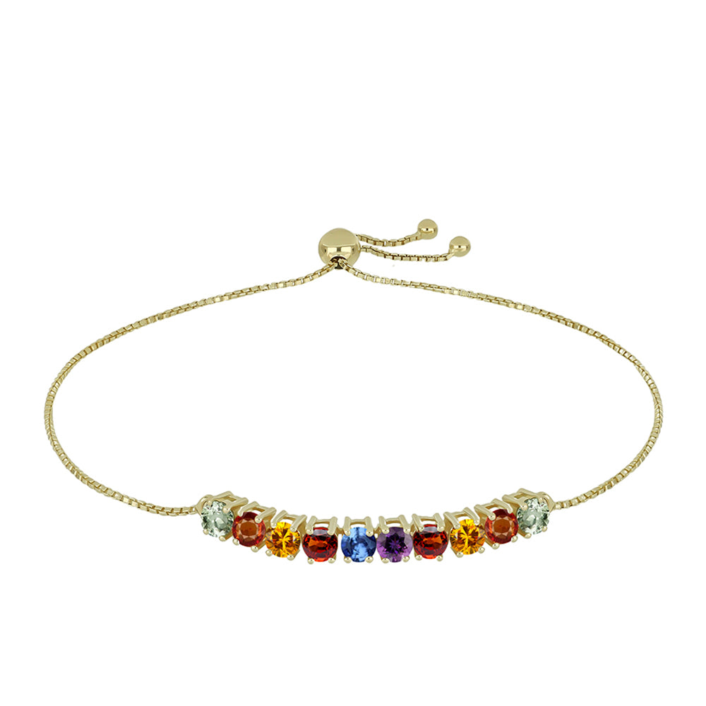 Brățară din Argint 925 Placat cu Aur ( 4.19 grame ) cu Safir Rosebery Curcubeu 3.13 Carate 1 