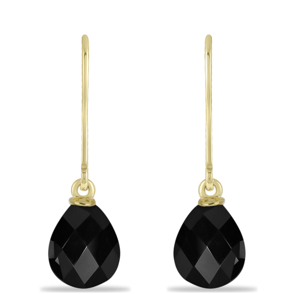 Cercei din Argint 925 Placat cu Aur ( 0.94 grame ) cu Onix Negru Suwar 4.19 Carate 1 