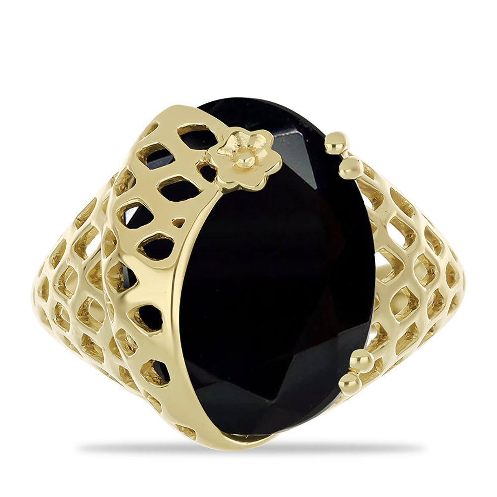 Inel din Argint 925 Placat cu Aur ( 4.79 grame ) cu Onix Negru Suwar 7.14 Carate
