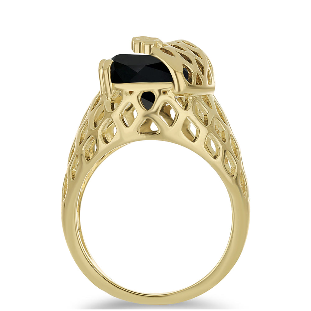 Inel din Argint 925 Placat cu Aur ( 4.79 grame ) cu Onix Negru Suwar 7.14 Carate 2 