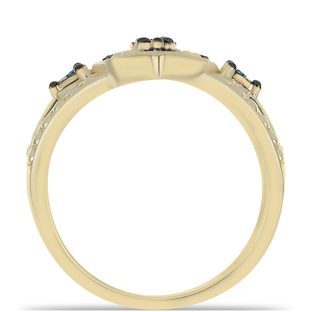 Inel din Argint 925 Placat cu Aur ( 6.09 grame ) cu Diamant Albastru 0.08 Carate