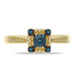Inel din Argint 925 Placat cu Aur ( 2.61 grame ) cu Diamant Albastru 0.04 Carate