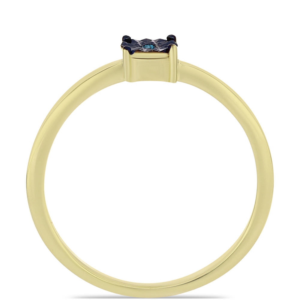 Inel din Argint 925 Placat cu Aur ( 1.49 grame ) cu Diamant Albastru 0.01 Carate 2 