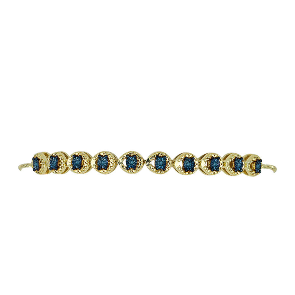 Brățară din Argint 925 Placat cu Aur ( 6.14 grame ) cu Diamant Albastru 0.07 Carate 2 