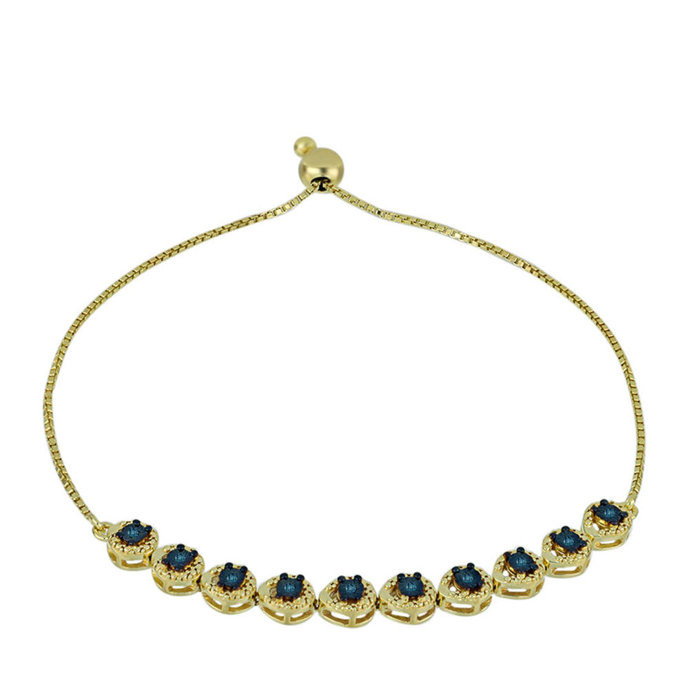 Brățară din Argint 925 Placat cu Aur ( 6.14 grame ) cu Diamant Albastru 0.07 Carate 1 
