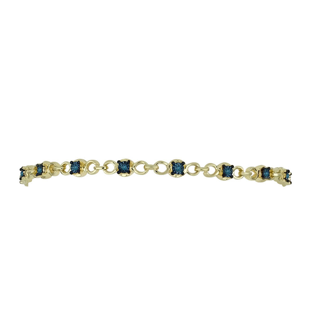 Brățară din Argint 925 Placat cu Aur ( 5.87 grame ) cu Diamant Albastru 0.07 Carate